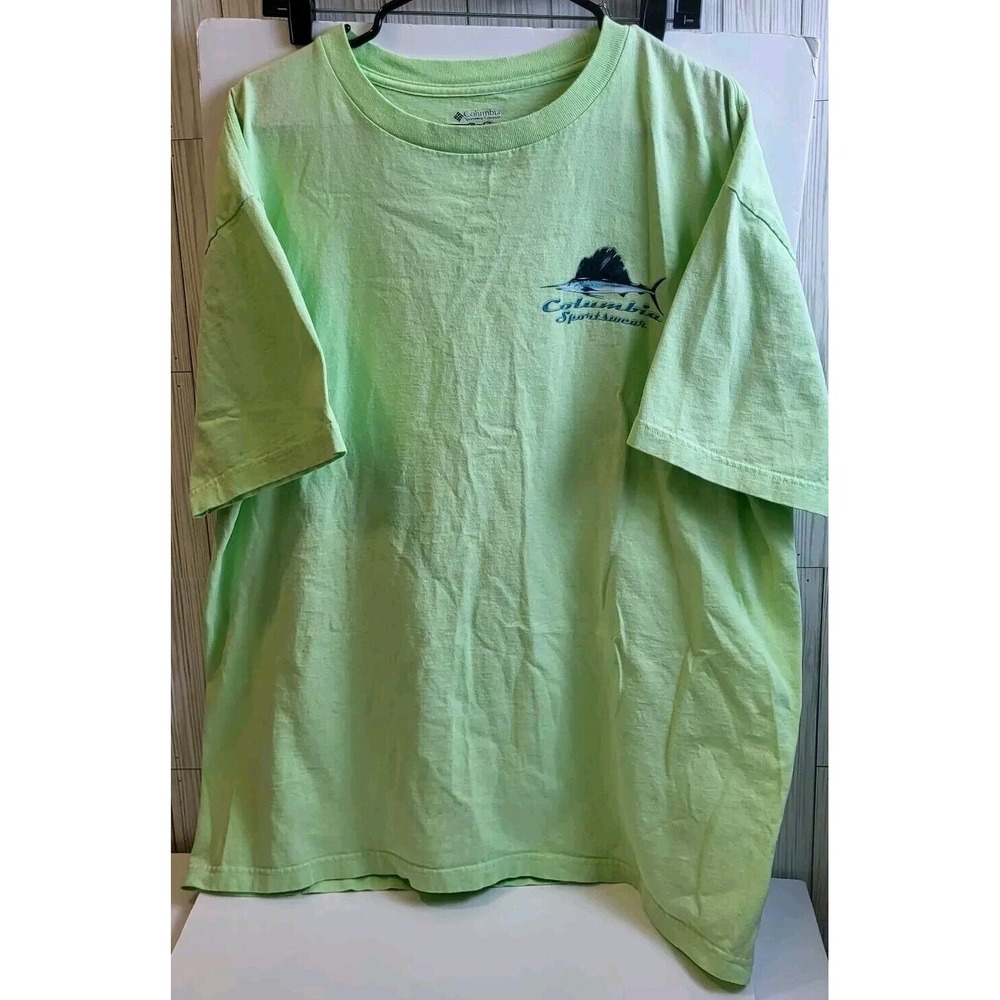 Columbia's Men's Green Tee Shirt With Game‎ Fish Designs Size XL